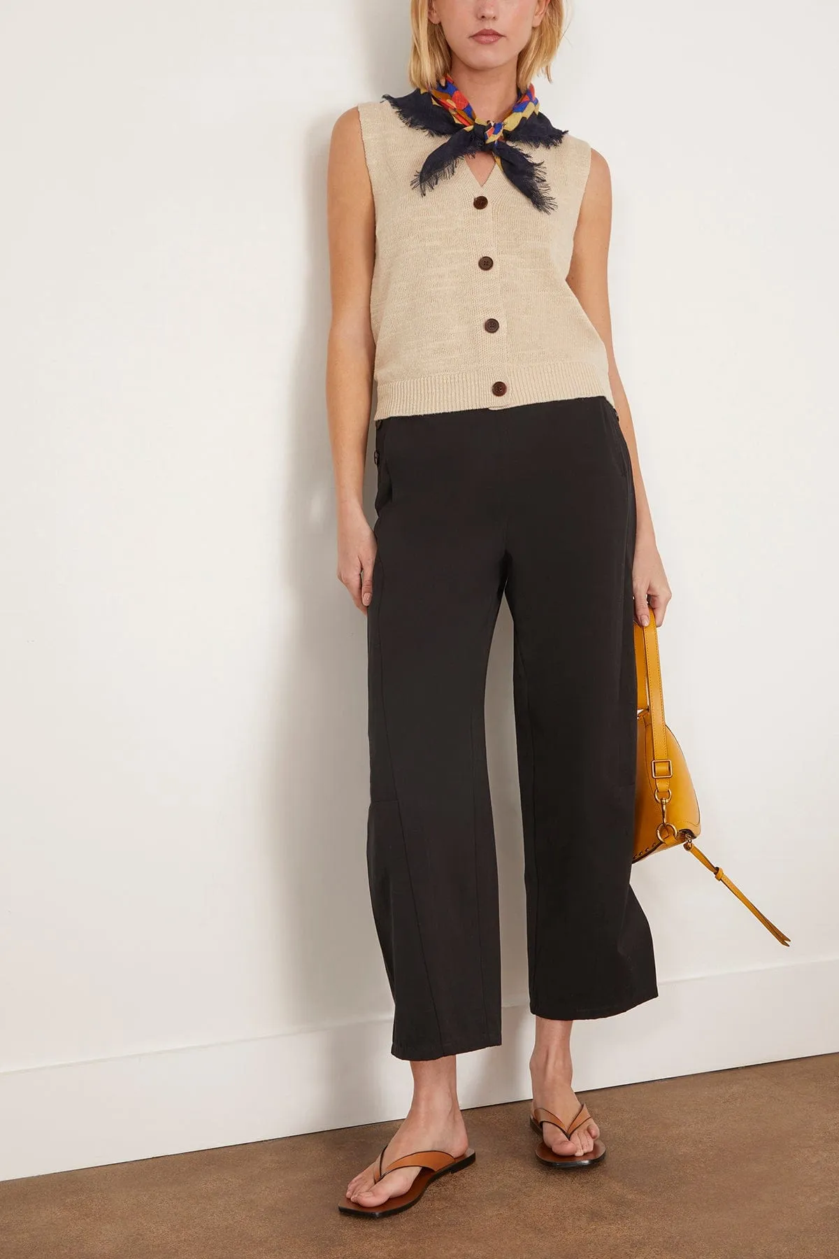 Fine Linen Cotton Knitted Tank in Parchment