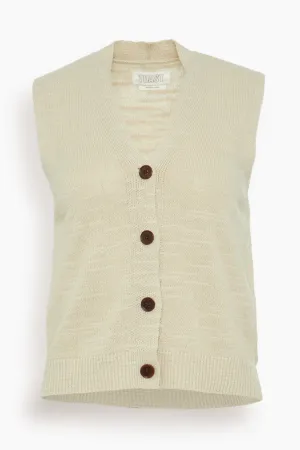 Fine Linen Cotton Knitted Tank in Parchment