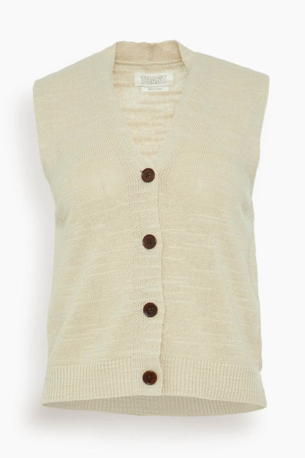 Fine Linen Cotton Knitted Tank in Parchment