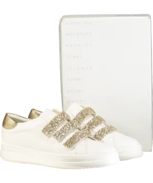 geox White  /gold Glitter Leather Pontoise Trainers UK 7 EU 40 👠
