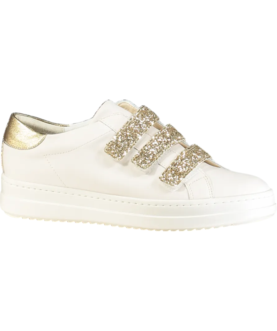 geox White  /gold Glitter Leather Pontoise Trainers UK 7 EU 40 👠