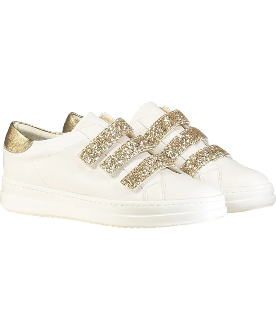 geox White  /gold Glitter Leather Pontoise Trainers UK 7 EU 40 👠