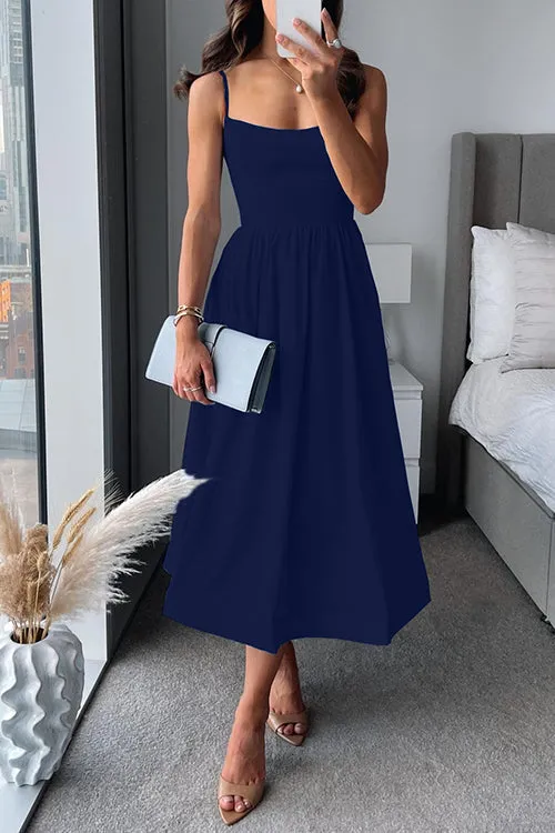 GISELLE™ - SPAGHETTI STRAP A-LINE MIDI DRESS