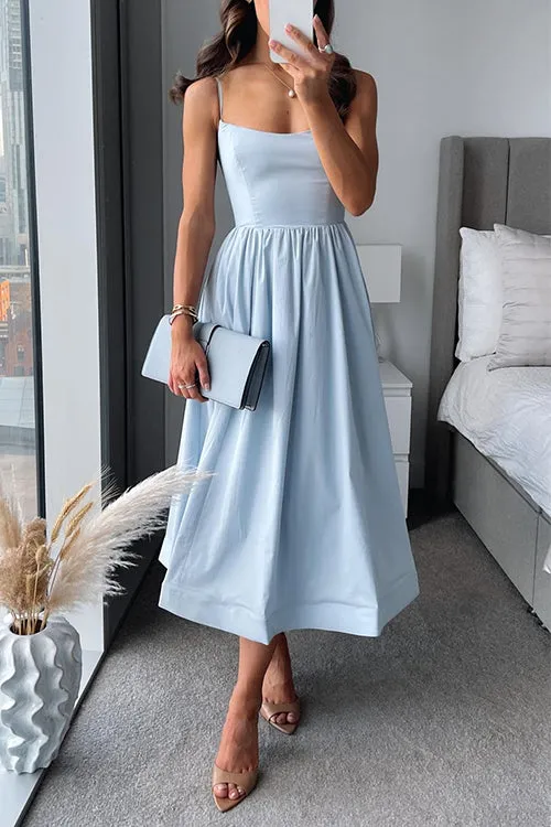 GISELLE™ - SPAGHETTI STRAP A-LINE MIDI DRESS