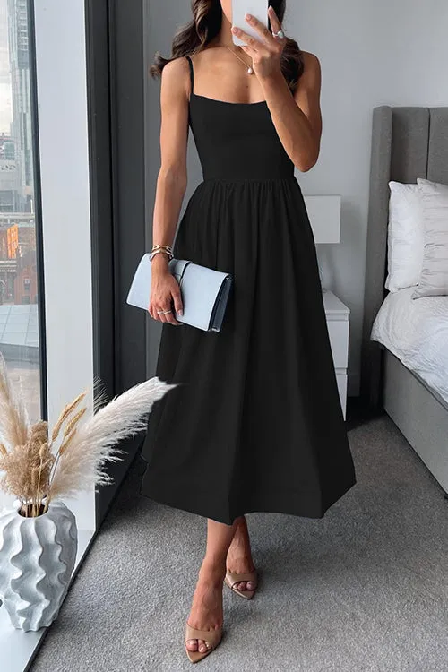 GISELLE™ - SPAGHETTI STRAP A-LINE MIDI DRESS