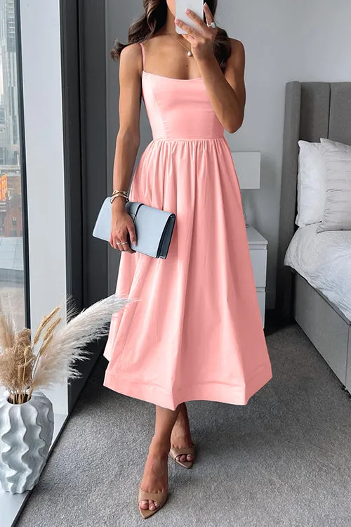 GISELLE™ - SPAGHETTI STRAP A-LINE MIDI DRESS