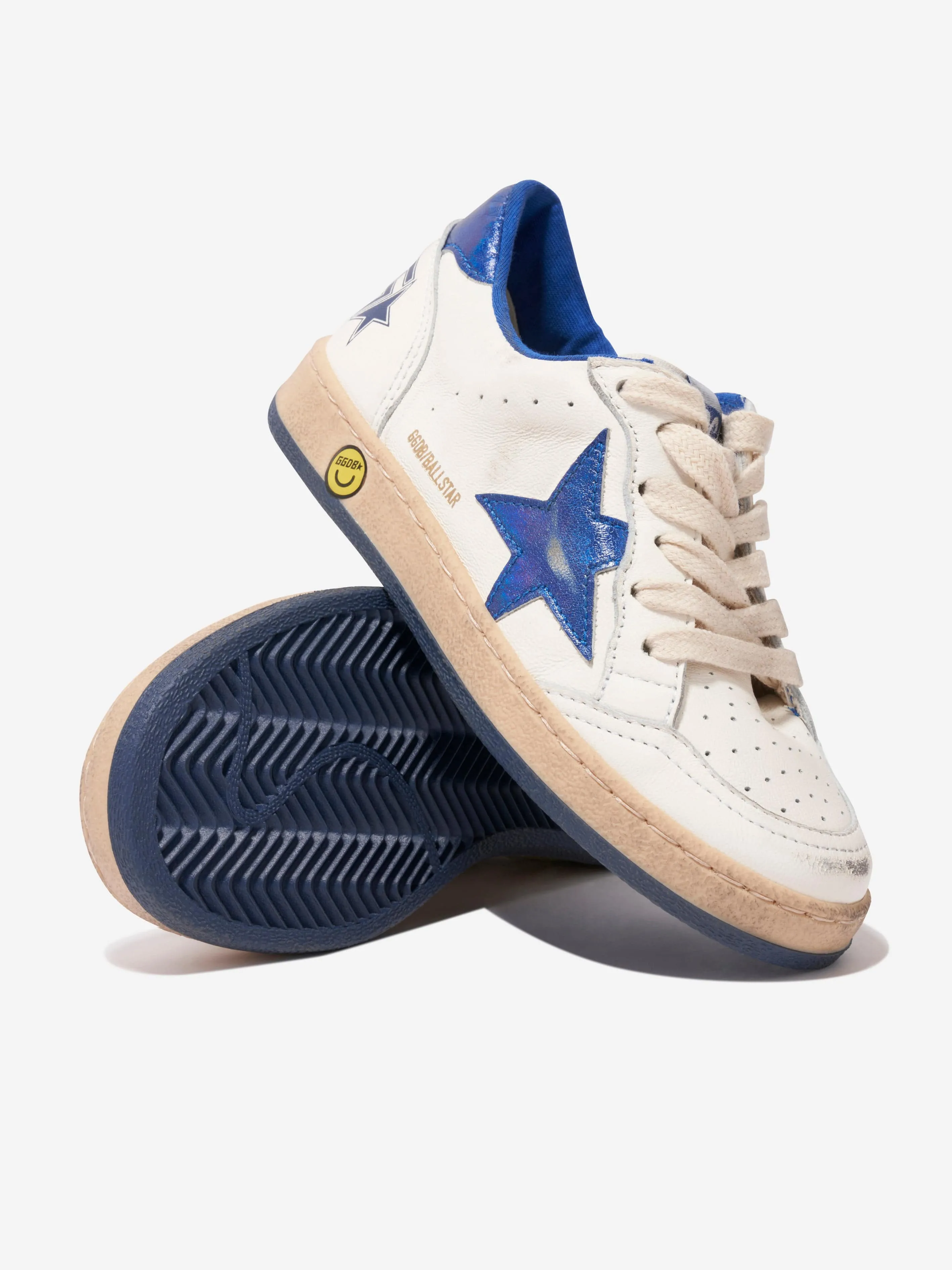 Golden Goose Kids Ballstar Leather Star Trainers in White
