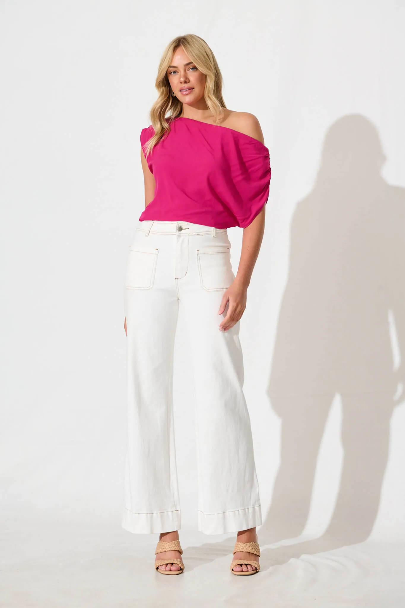 Hot Pink Off-Shoulder Blouse