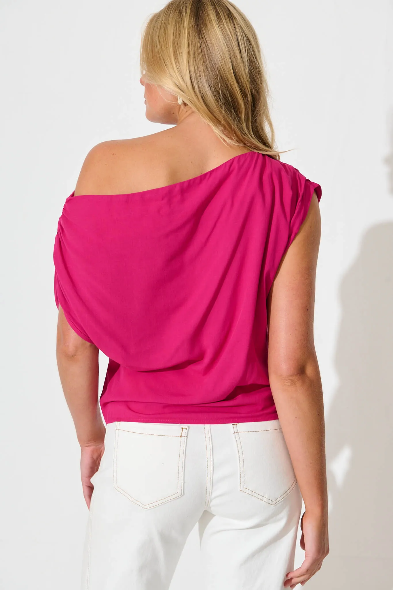 Hot Pink Off-Shoulder Blouse