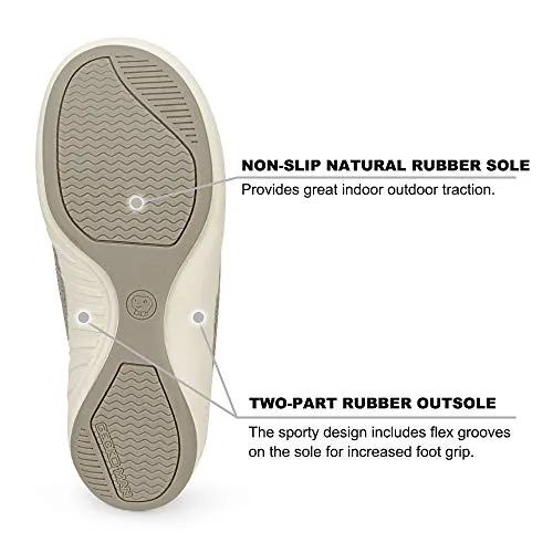 House Slippers for Men, Canvas House Slipper for Men with Fuzzy Wool Insole and Velvet Lining, Slip on Clog House Shoes with Indoor Outdoor Anti-Skid Rubber Sole, Grey