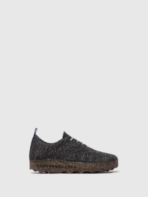 Lace-up Trainers CAMP Black Merino Wool
