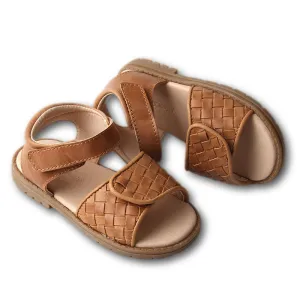 Leather Woven Sandal | Color 'Walnut' | Hard Sole