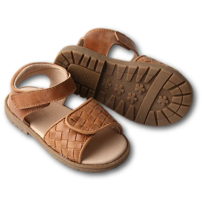 Leather Woven Sandal | Color 'Walnut' | Hard Sole