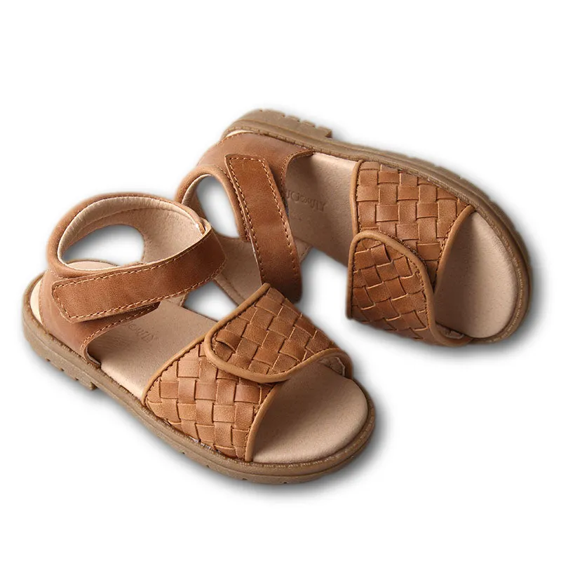 Leather Woven Sandal | Color 'Walnut' | Hard Sole