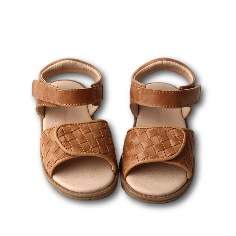 Leather Woven Sandal | Color 'Walnut' | Hard Sole
