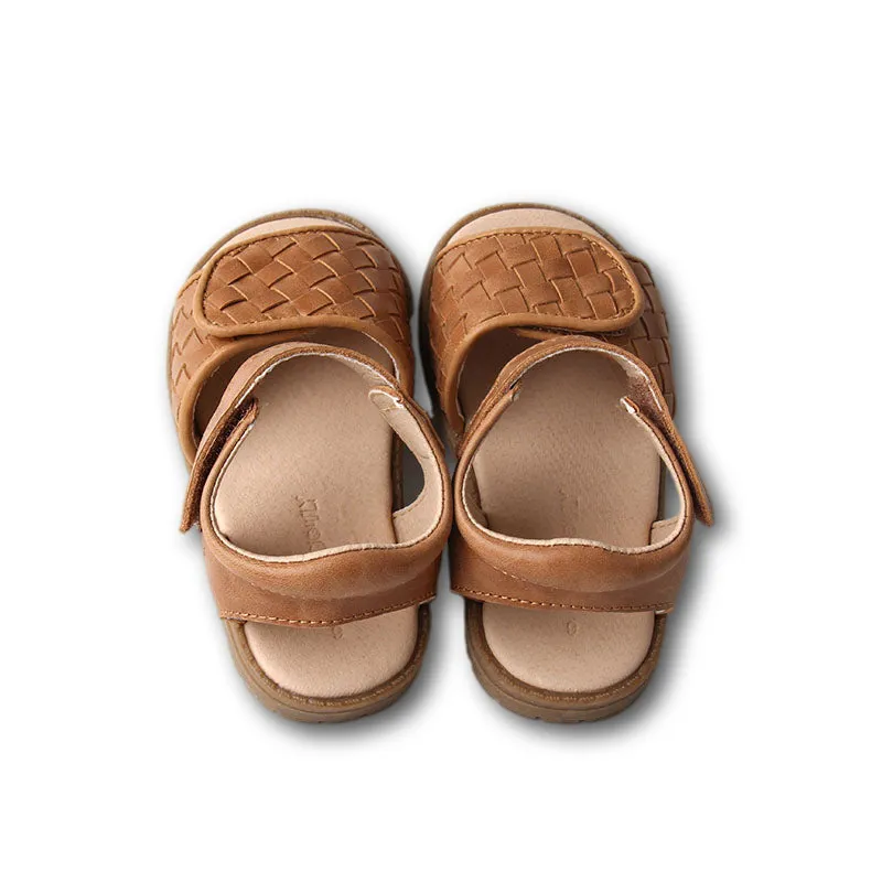 Leather Woven Sandal | Color 'Walnut' | Hard Sole