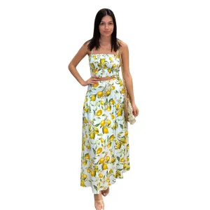 Lemon Print Tank Top and Maxi Skirt Set