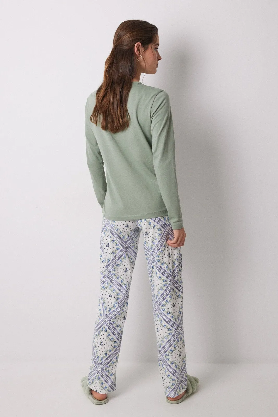 Long Sleeves Long Pant Pyjama Set - Khaki