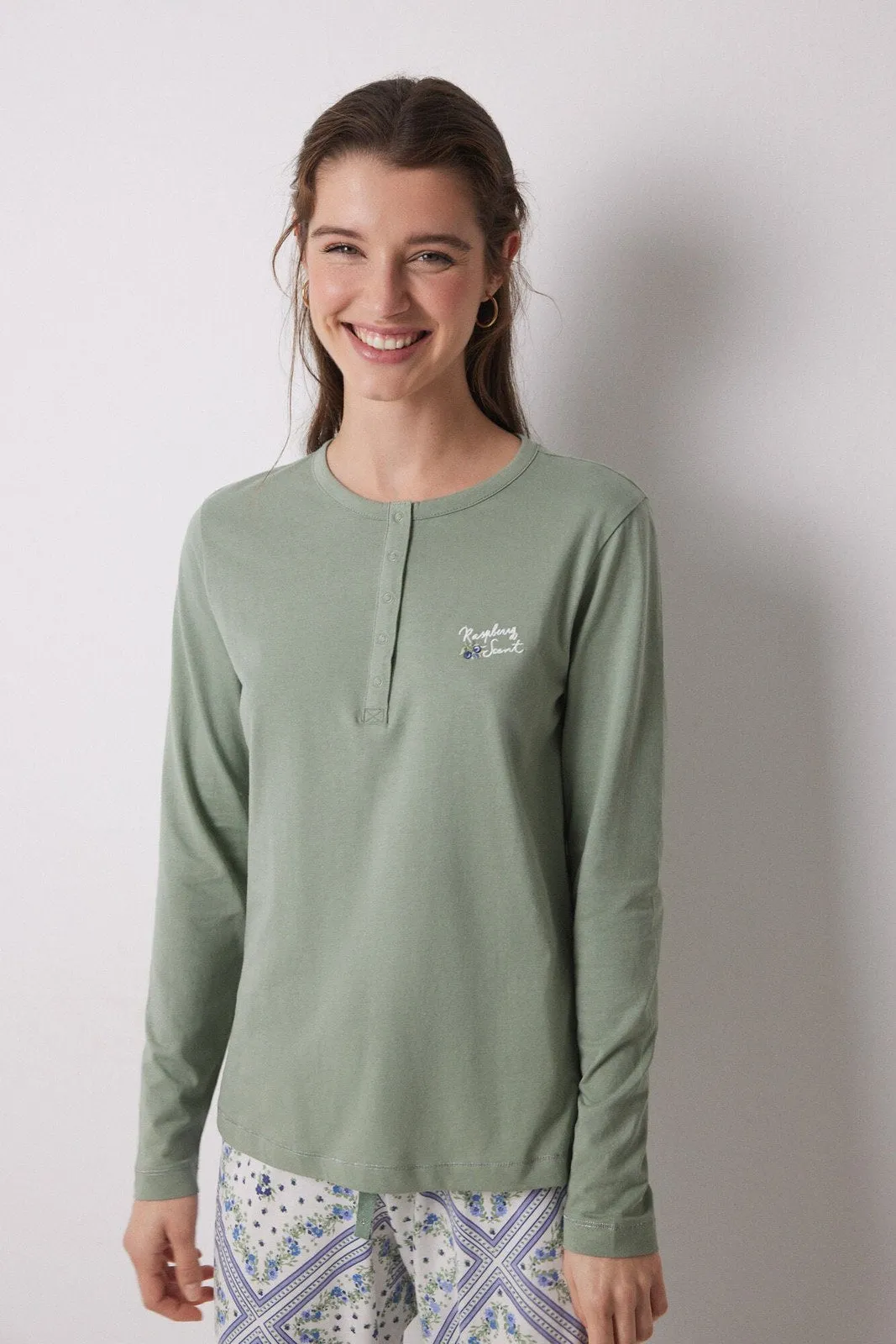 Long Sleeves Long Pant Pyjama Set - Khaki