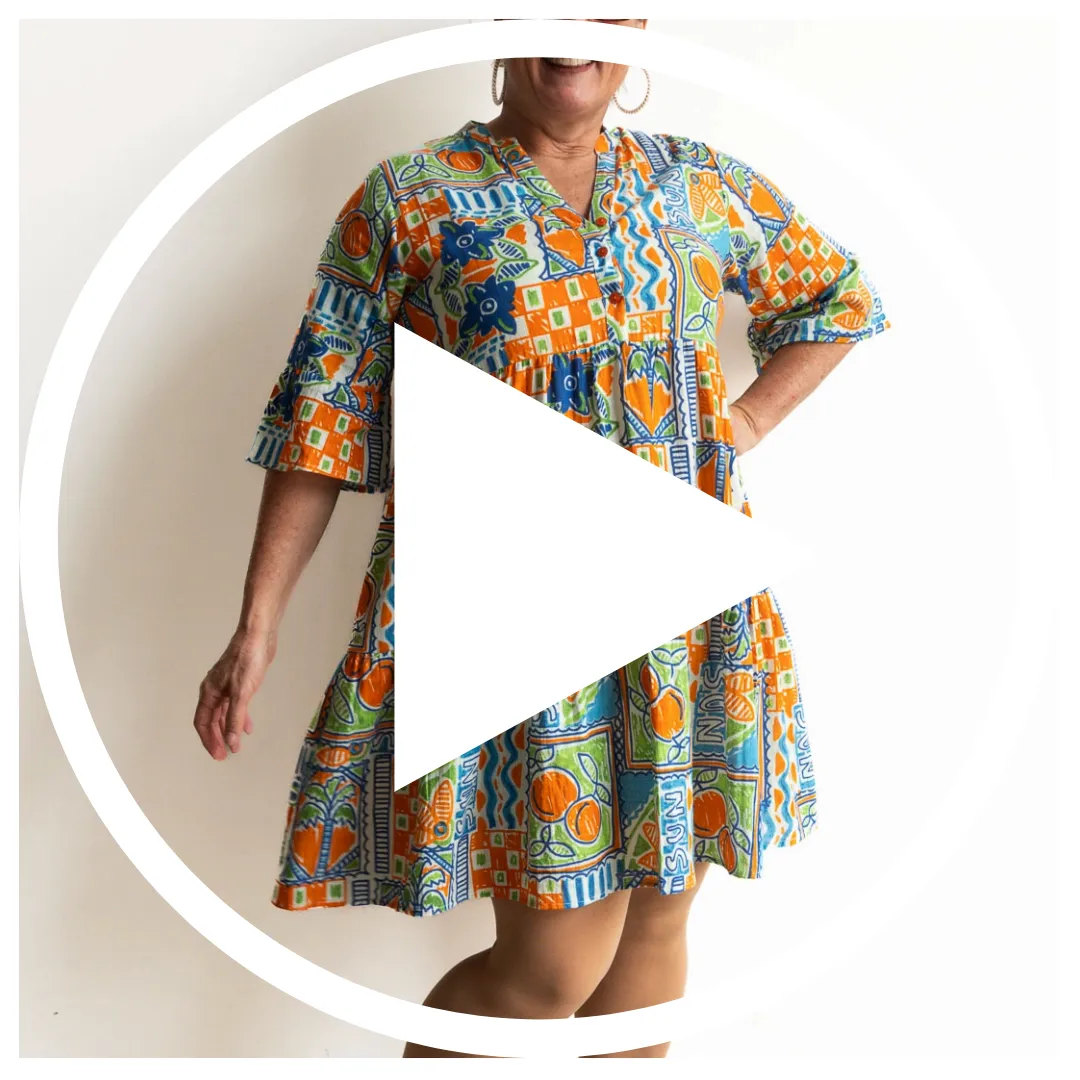 Mandarin Empire Dress - Midori Sunrise