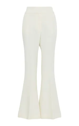Marsh Flare Cropped Pant in Ivory Wool Crepe