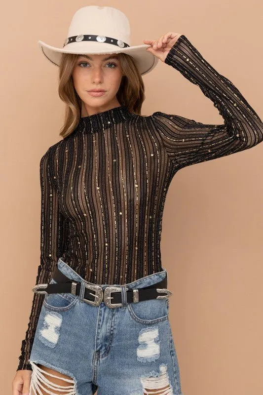 Metallic Sheer Top