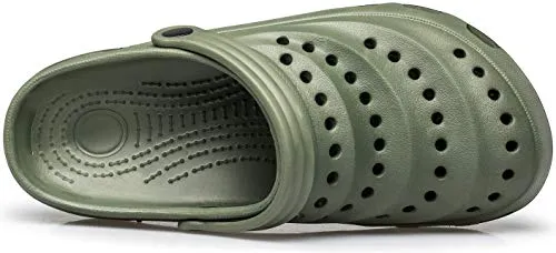 MURDESOT Mens Womens Garden Clogs Sandals Slip on Mules Slippers Air Cushion Water Shoes Army Green Size Women 11/Men 9.5