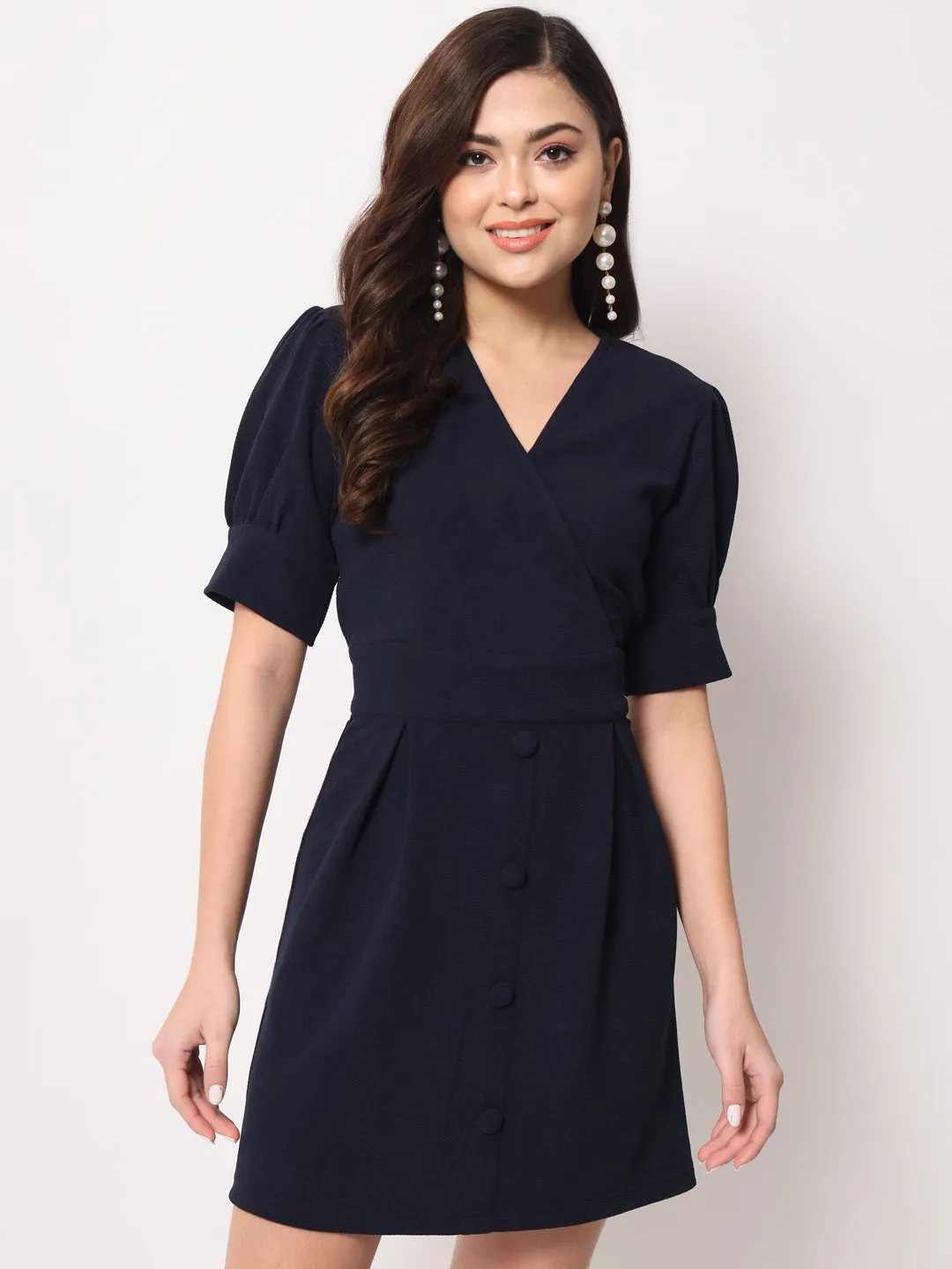 Navy Blue Overlap Dress