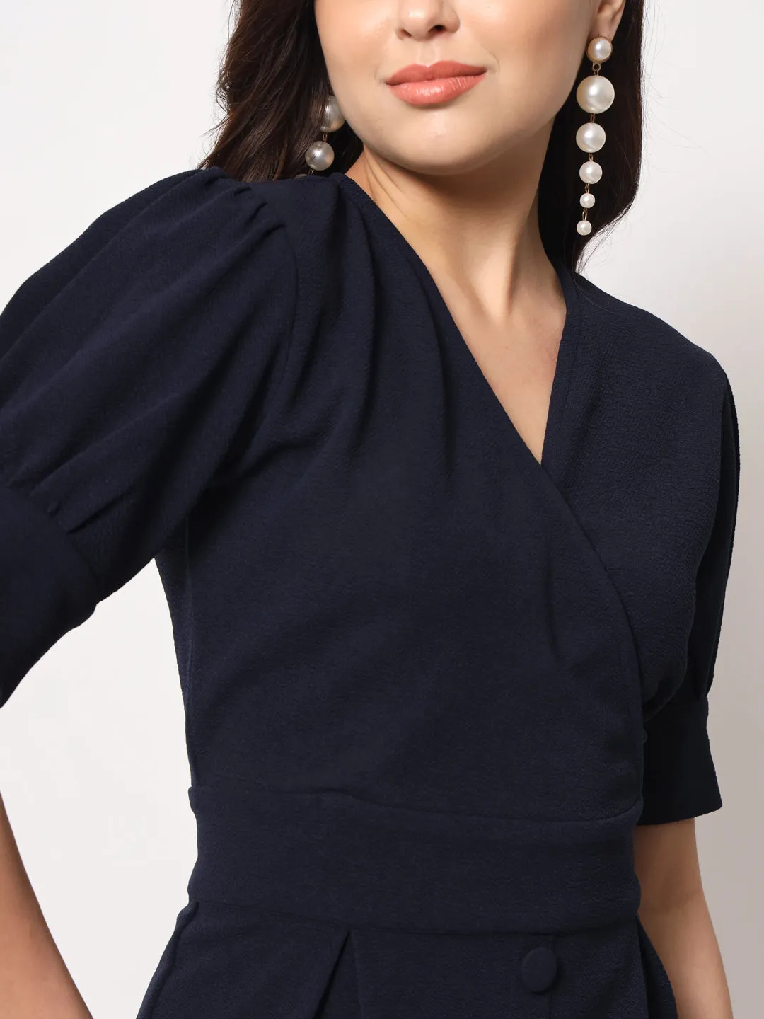 Navy Blue Overlap Dress