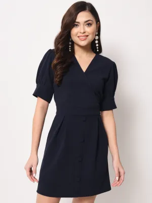 Navy Blue Overlap Dress