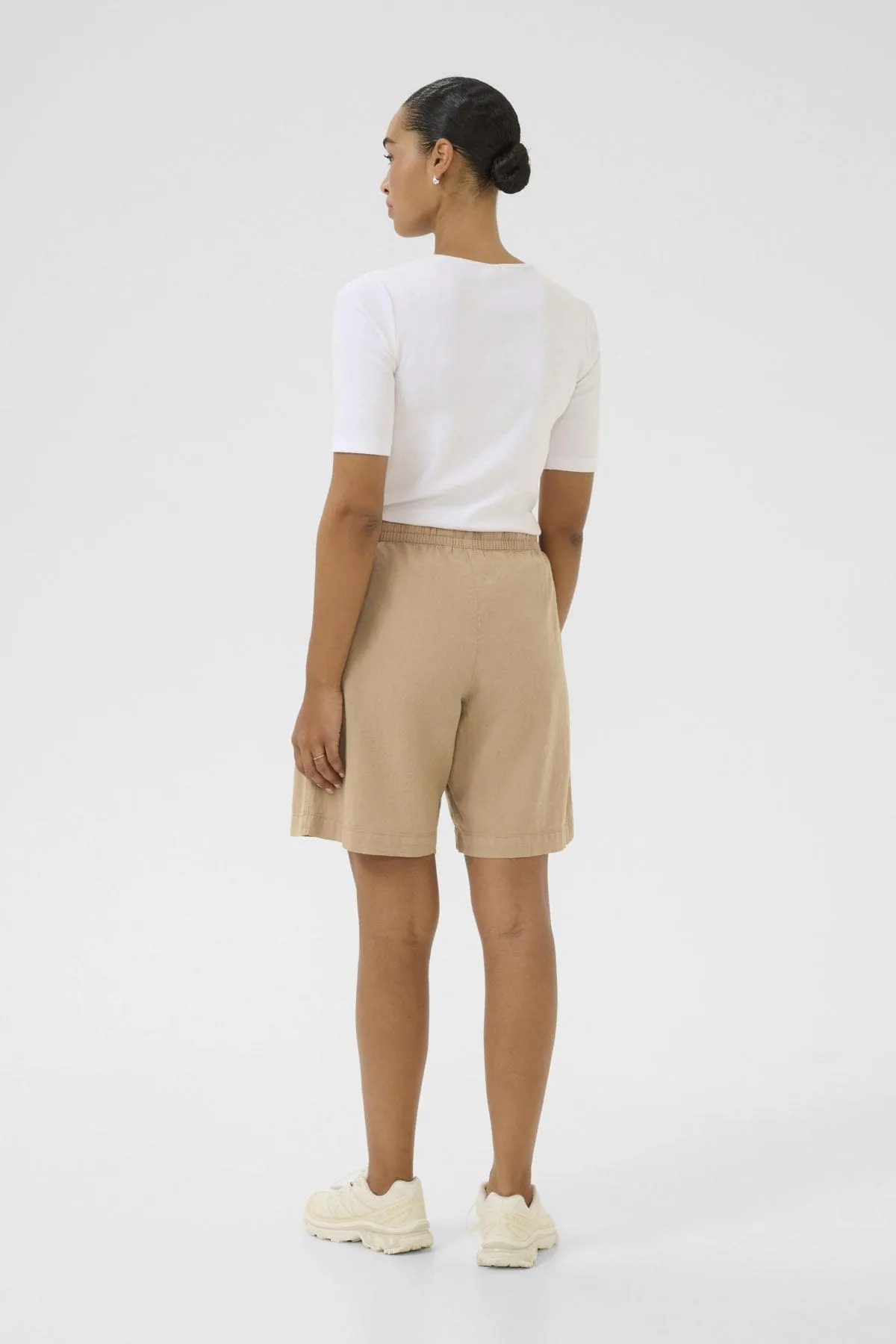 Naya Cotton Elasticated Waist Shorts - Classic Sand