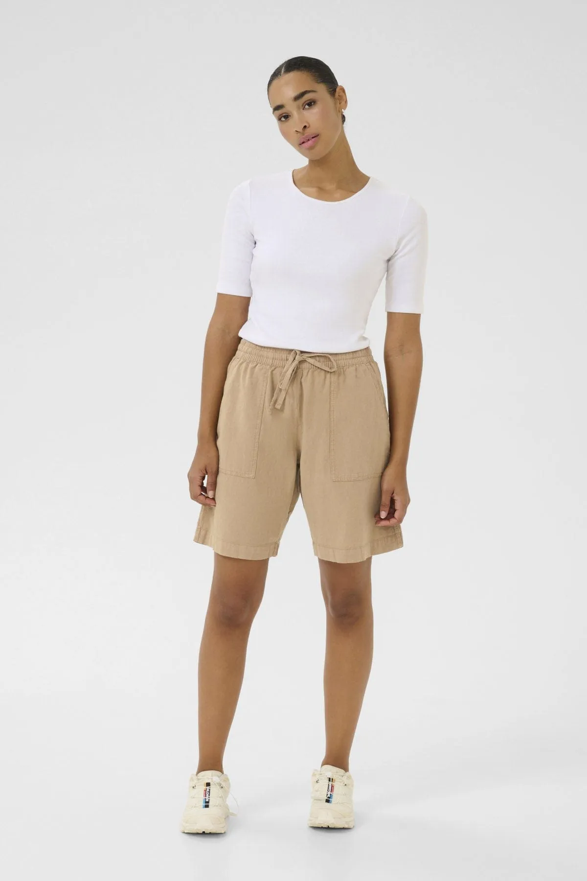 Naya Cotton Elasticated Waist Shorts - Classic Sand