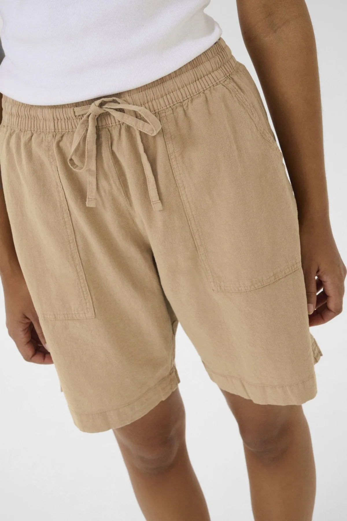 Naya Cotton Elasticated Waist Shorts - Classic Sand