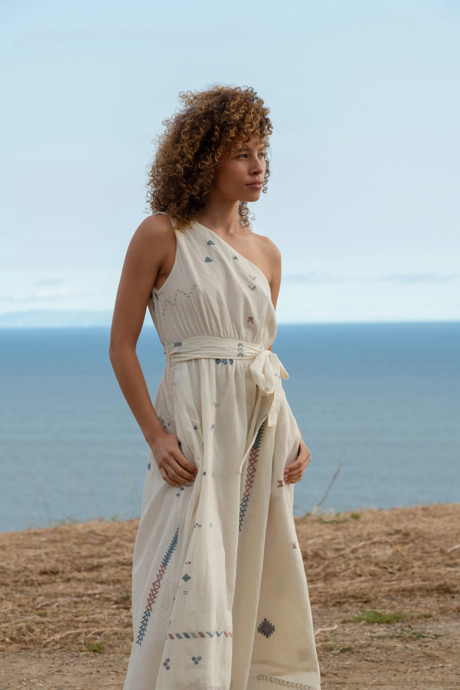 Off white one-shoulder  dress