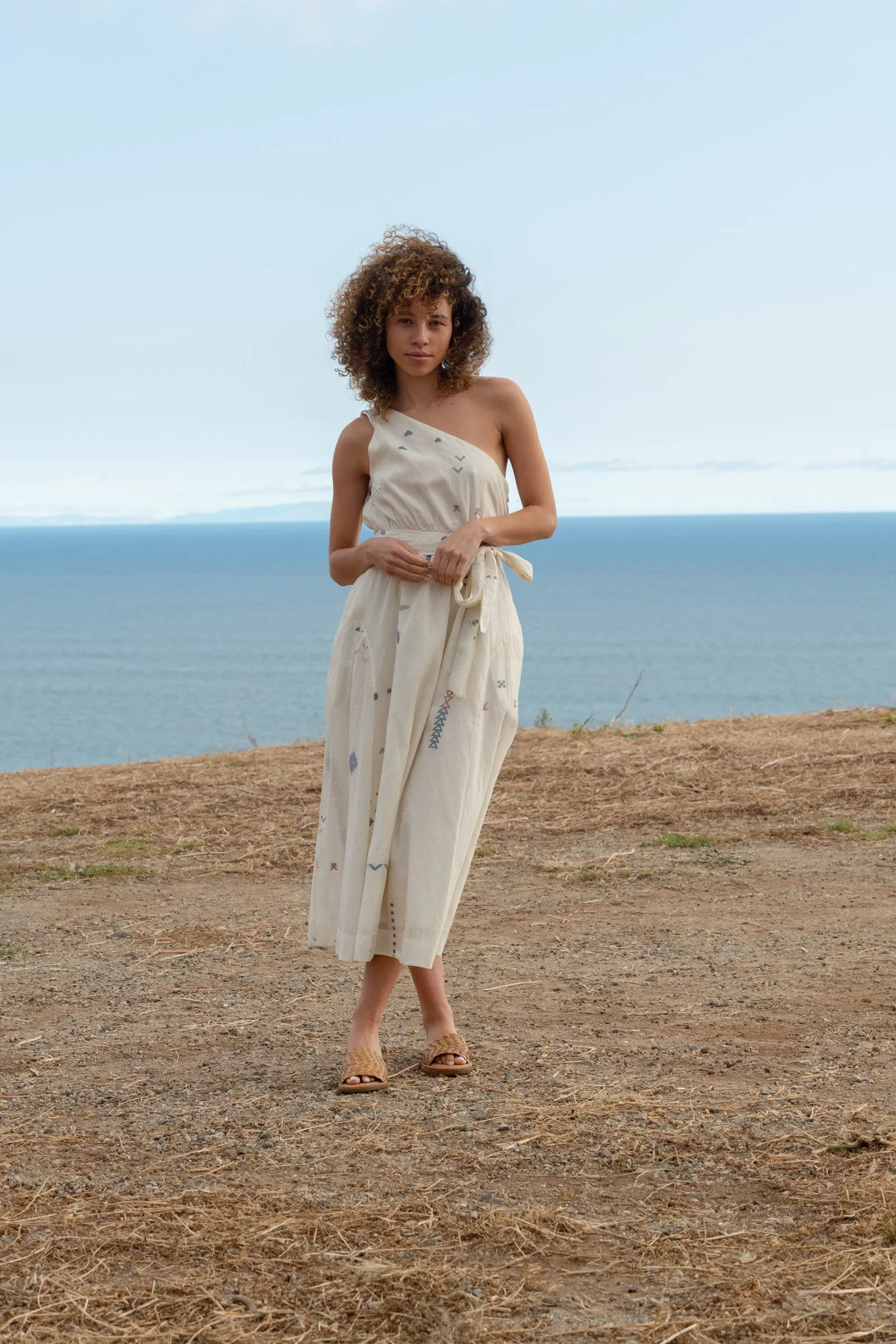 Off white one-shoulder  dress