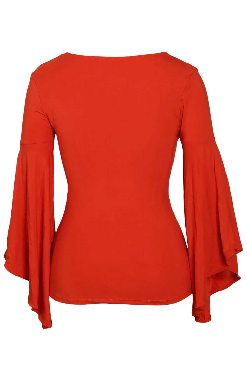 Orange Twisted Plunge Long-Sleeve Top