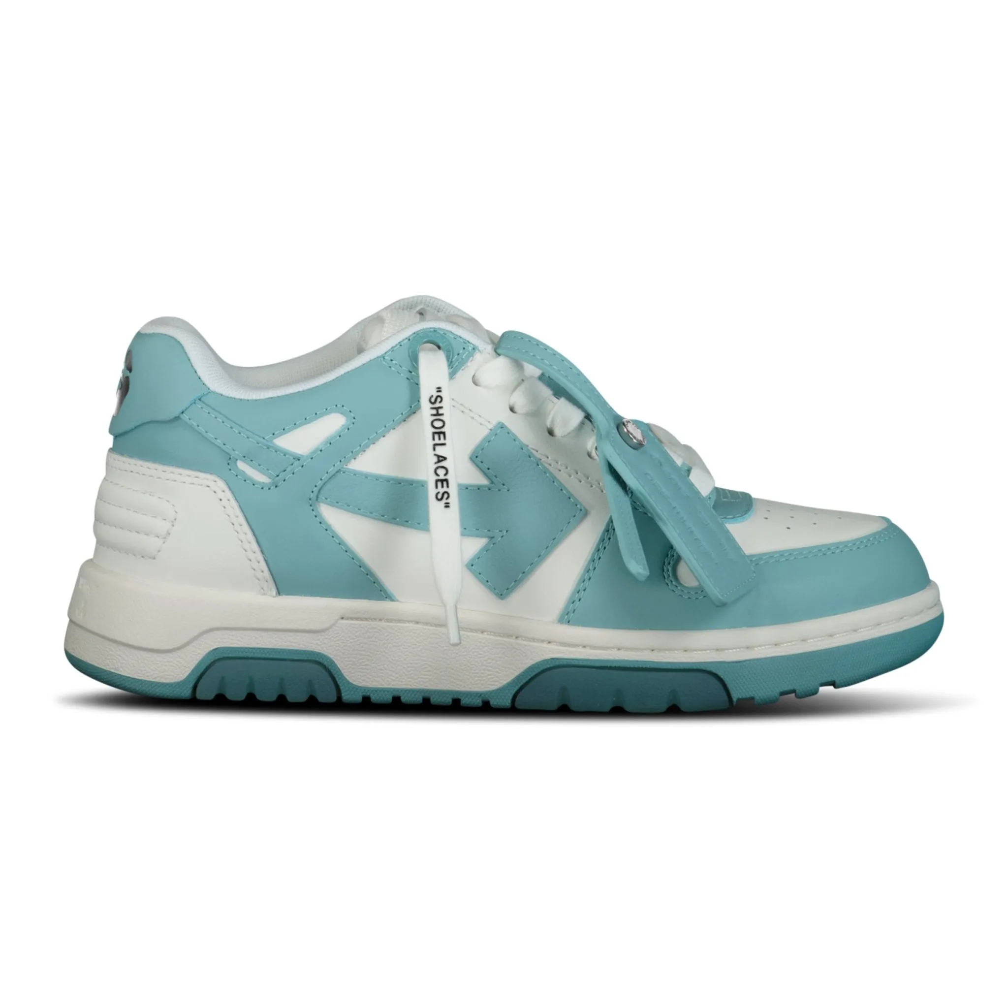 Out Of Office Calf Leather Trainer White & Celadon Blue