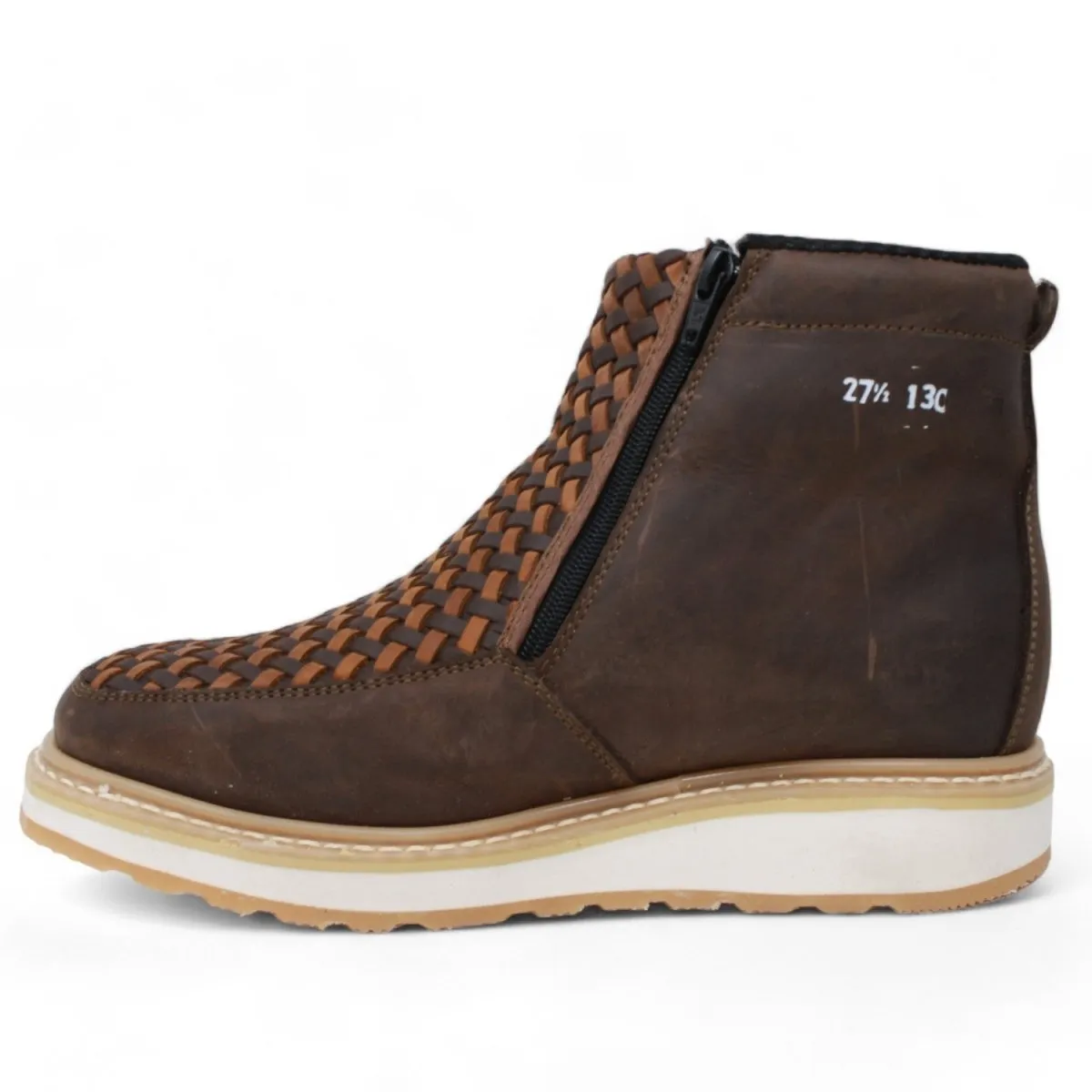 Petatillo Square Toe Double Density Work Boots Brown with Double Zipper LC