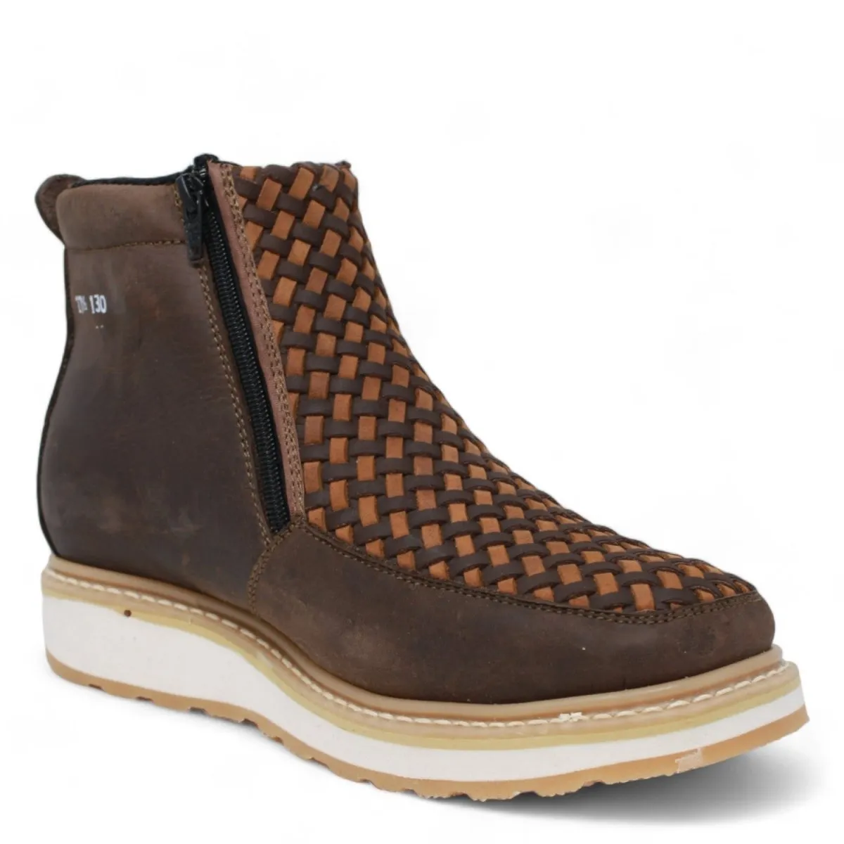Petatillo Square Toe Double Density Work Boots Brown with Double Zipper LC