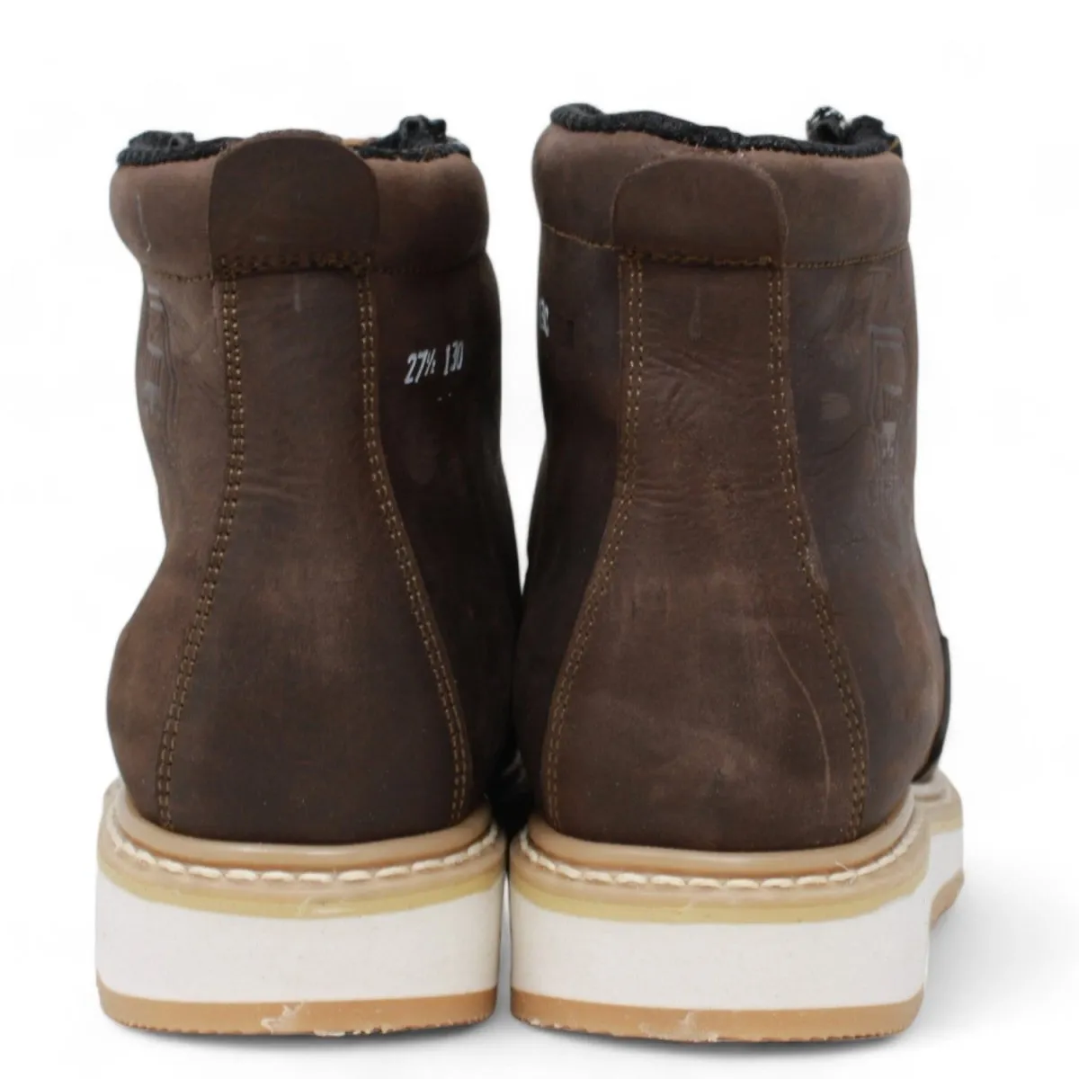 Petatillo Square Toe Double Density Work Boots Brown with Double Zipper LC
