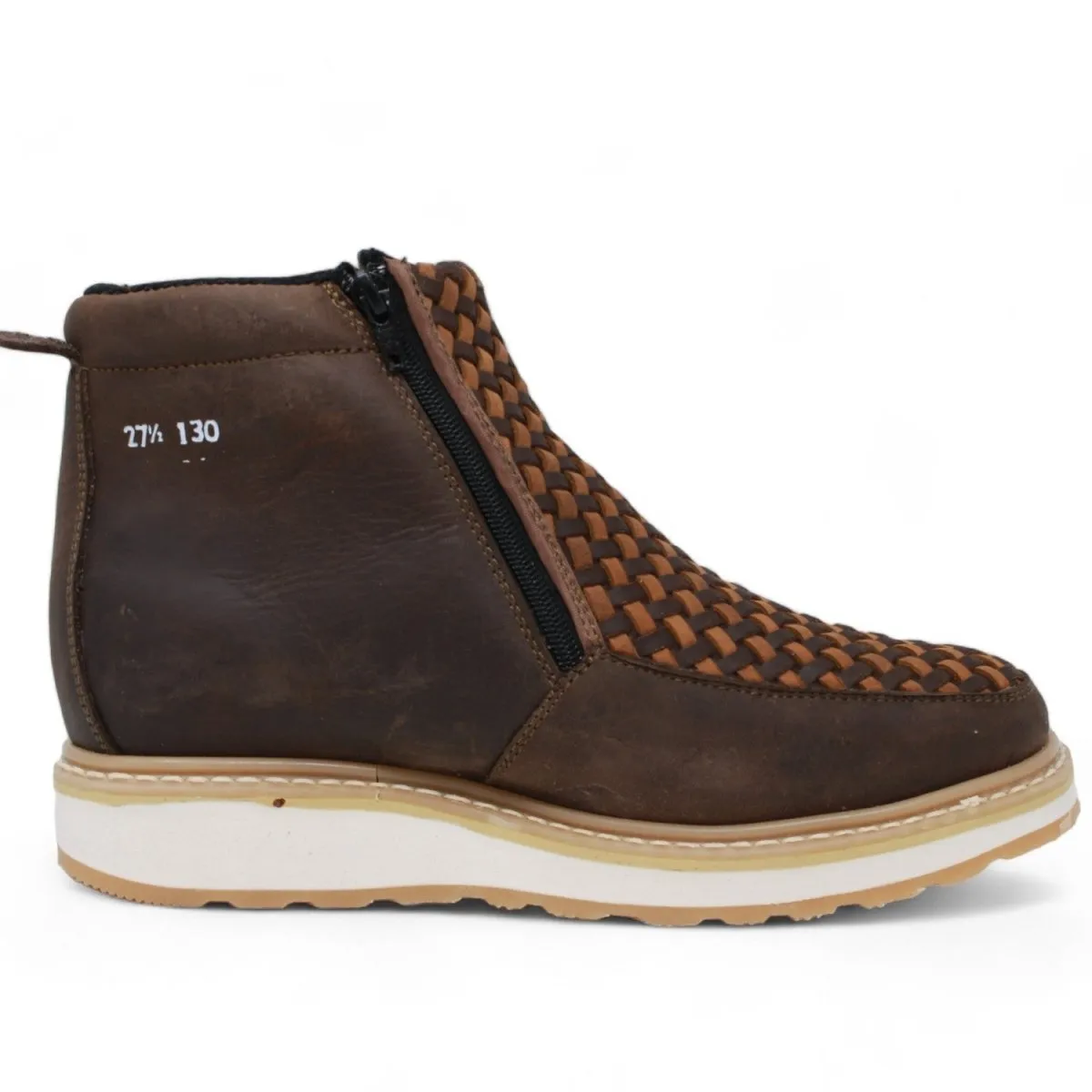 Petatillo Square Toe Double Density Work Boots Brown with Double Zipper LC