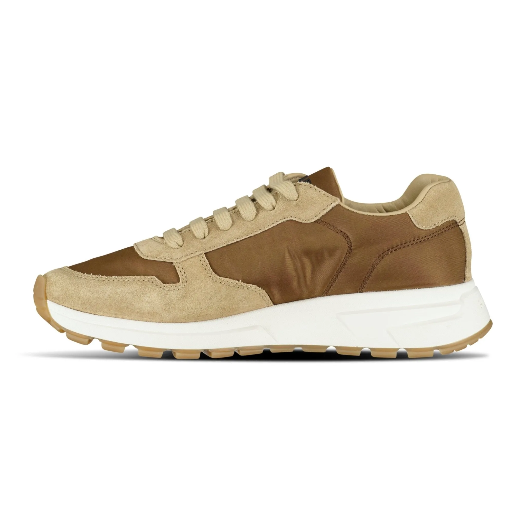 Prax 01 Triangle Logo Suede Trainers Brown & Beige