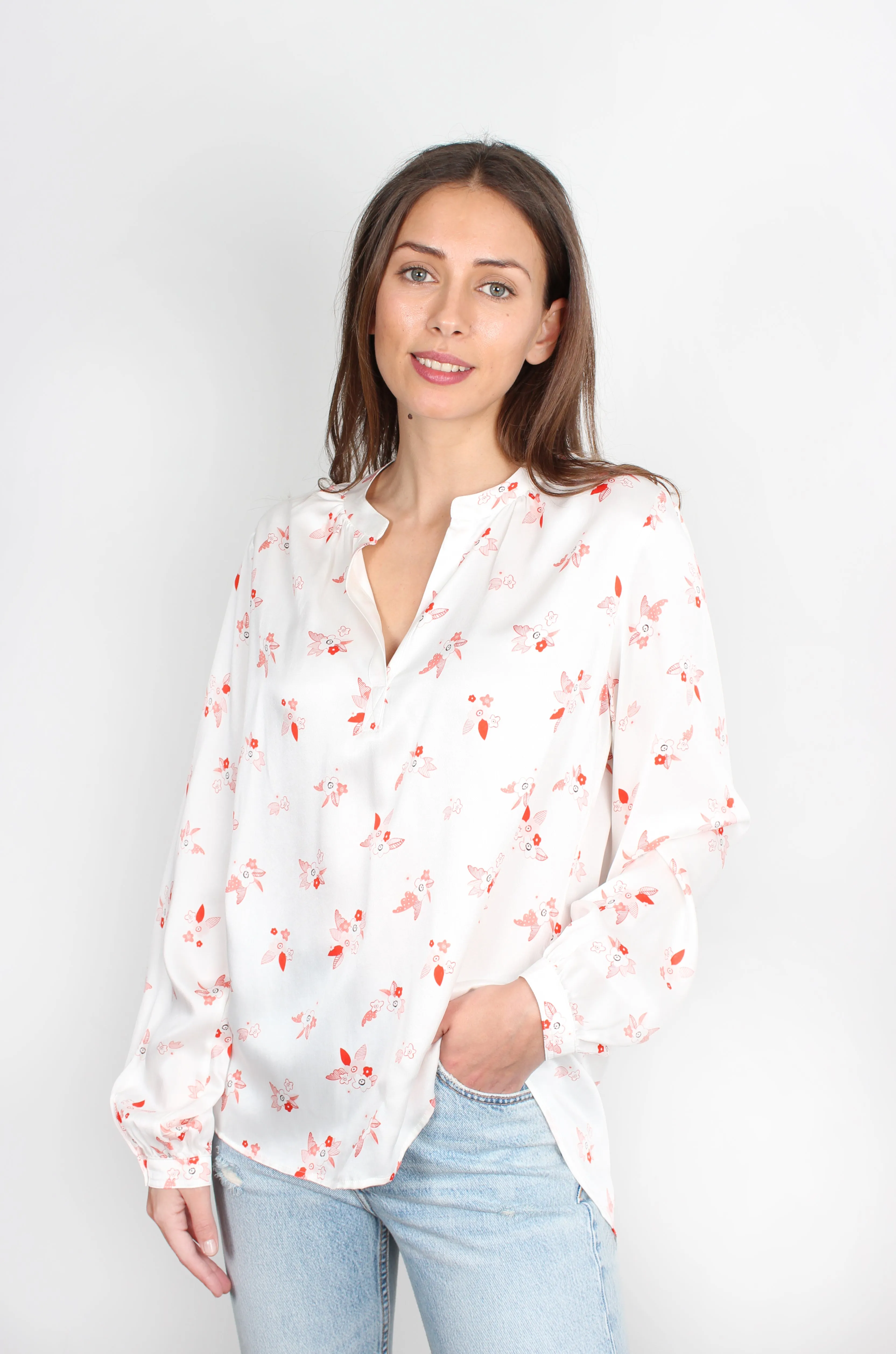 Primrose Park London Sandy pixie-print silk shirt