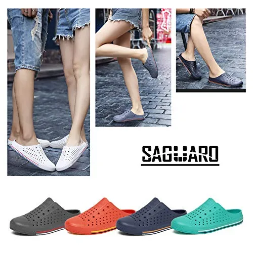 SAGUARO Unisex Garden Clogs Shoes Casual Mules Slippers Womens Mens Quick Drying Sandals Summer Anti-Slip Beach Clog Shoes Indoor/Outdoor White