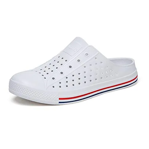 SAGUARO Unisex Garden Clogs Shoes Casual Mules Slippers Womens Mens Quick Drying Sandals Summer Anti-Slip Beach Clog Shoes Indoor/Outdoor White