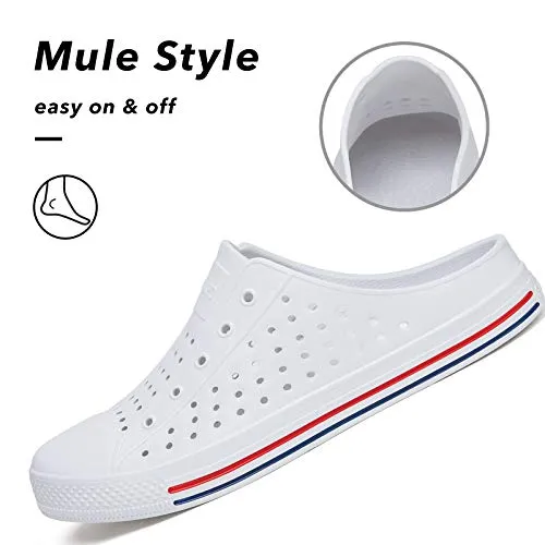 SAGUARO Unisex Garden Clogs Shoes Casual Mules Slippers Womens Mens Quick Drying Sandals Summer Anti-Slip Beach Clog Shoes Indoor/Outdoor White