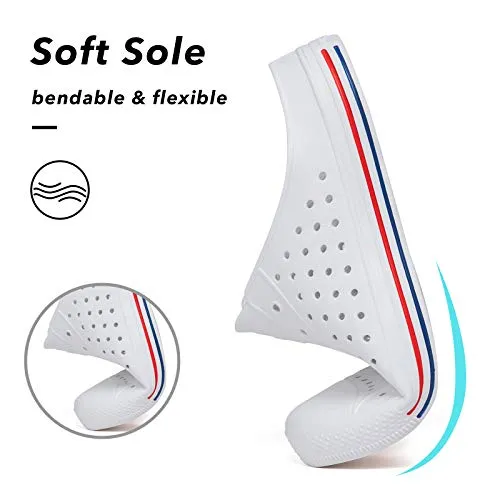 SAGUARO Unisex Garden Clogs Shoes Casual Mules Slippers Womens Mens Quick Drying Sandals Summer Anti-Slip Beach Clog Shoes Indoor/Outdoor White