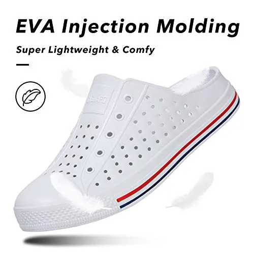 SAGUARO Unisex Garden Clogs Shoes Casual Mules Slippers Womens Mens Quick Drying Sandals Summer Anti-Slip Beach Clog Shoes Indoor/Outdoor White