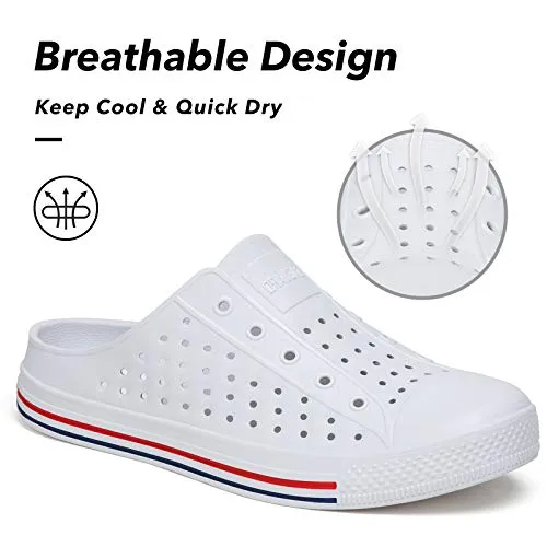 SAGUARO Unisex Garden Clogs Shoes Casual Mules Slippers Womens Mens Quick Drying Sandals Summer Anti-Slip Beach Clog Shoes Indoor/Outdoor White