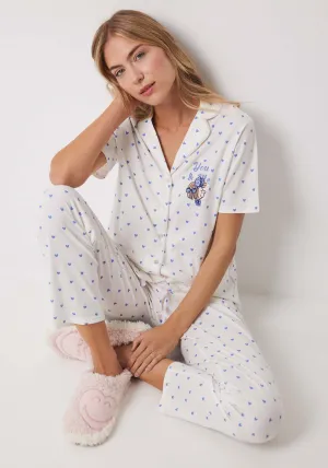 Short Sleeves Masculine Pyjama Set - White